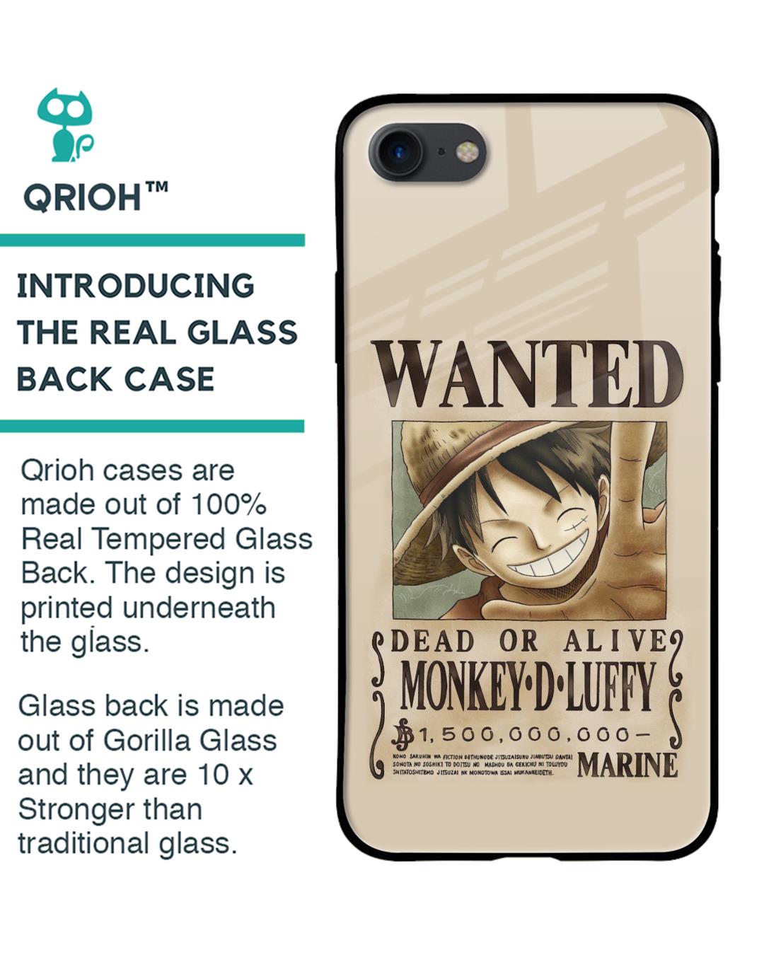 Shop Luffy Wanted Premium Glass Case for Apple iPhone 7 (Shock Proof,Scratch Resistant)-Back