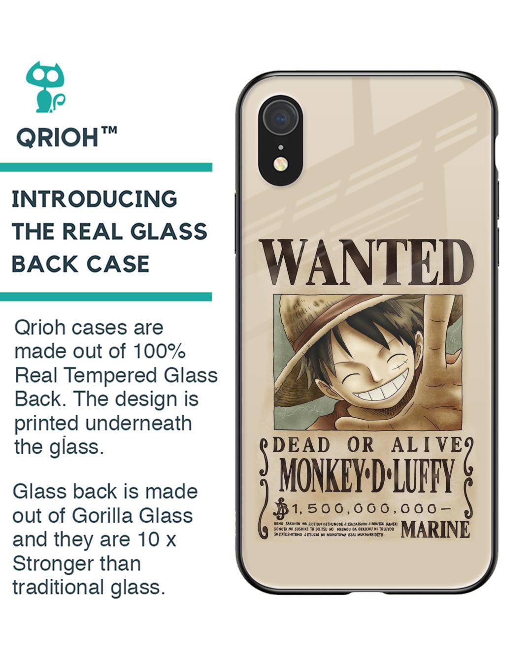 Shop Luffy Wanted Premium Glass Case for Apple iPhone XR (Shock Proof,Scratch Resistant)-Back
