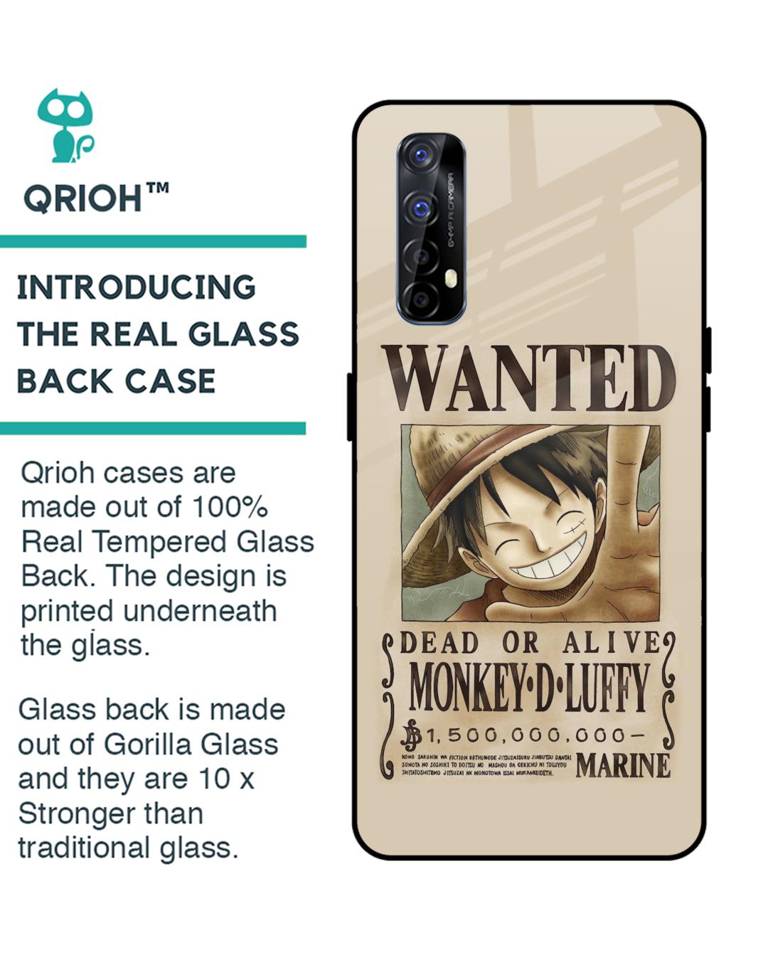 Shop Luffy Wanted Premium Glass Case for Realme Narzo 20 Pro (Shock Proof, Scratch Resistant)-Back