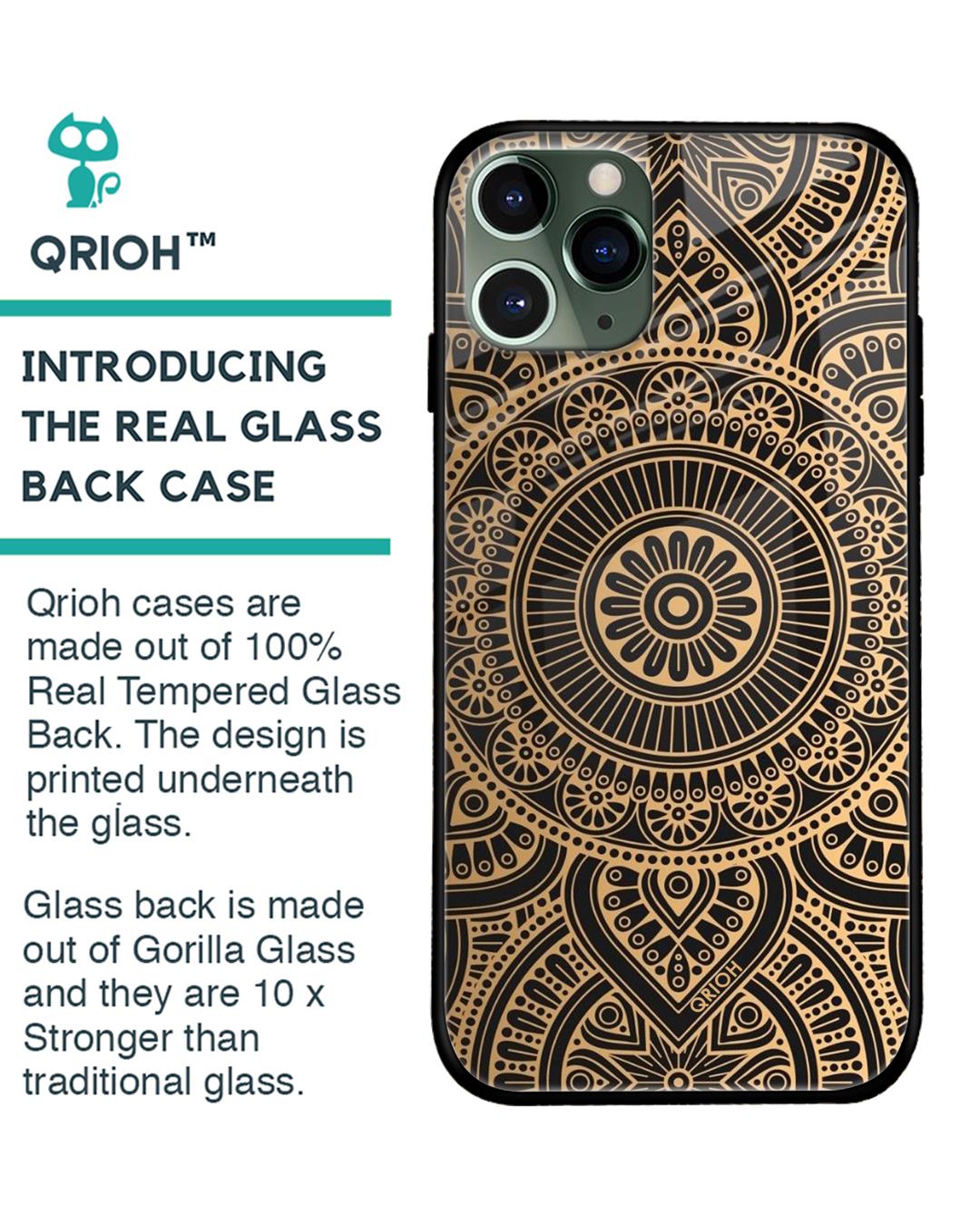 Shop Luxury Mandala Printed Premium Glass Cover For iPhone 11 Pro Max (Impact Resistant, Matte Finish)-Back