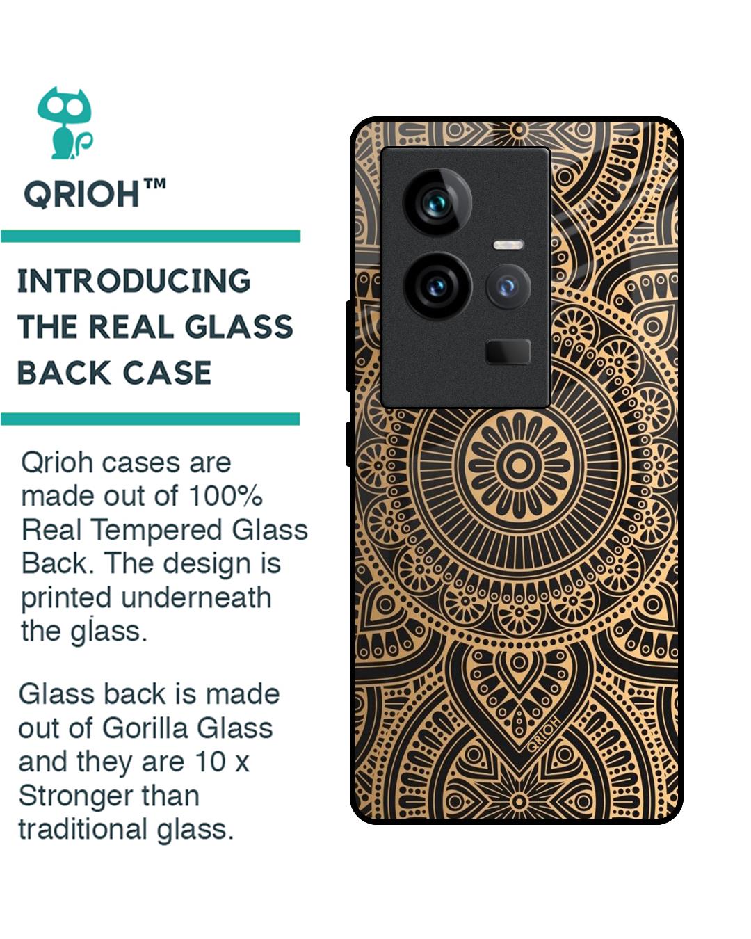 Shop Luxury Mandala Printed Premium Glass Case for Vivo iQOO 11 (Shock Proof,Scratch Resistant)-Back