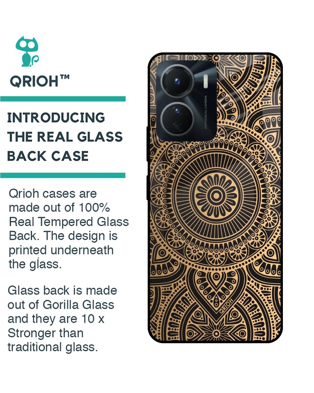 Shop Luxury Mandala Printed Premium Glass Case for Vivo Y16 (Shock Proof,Scratch Resistant)-Back