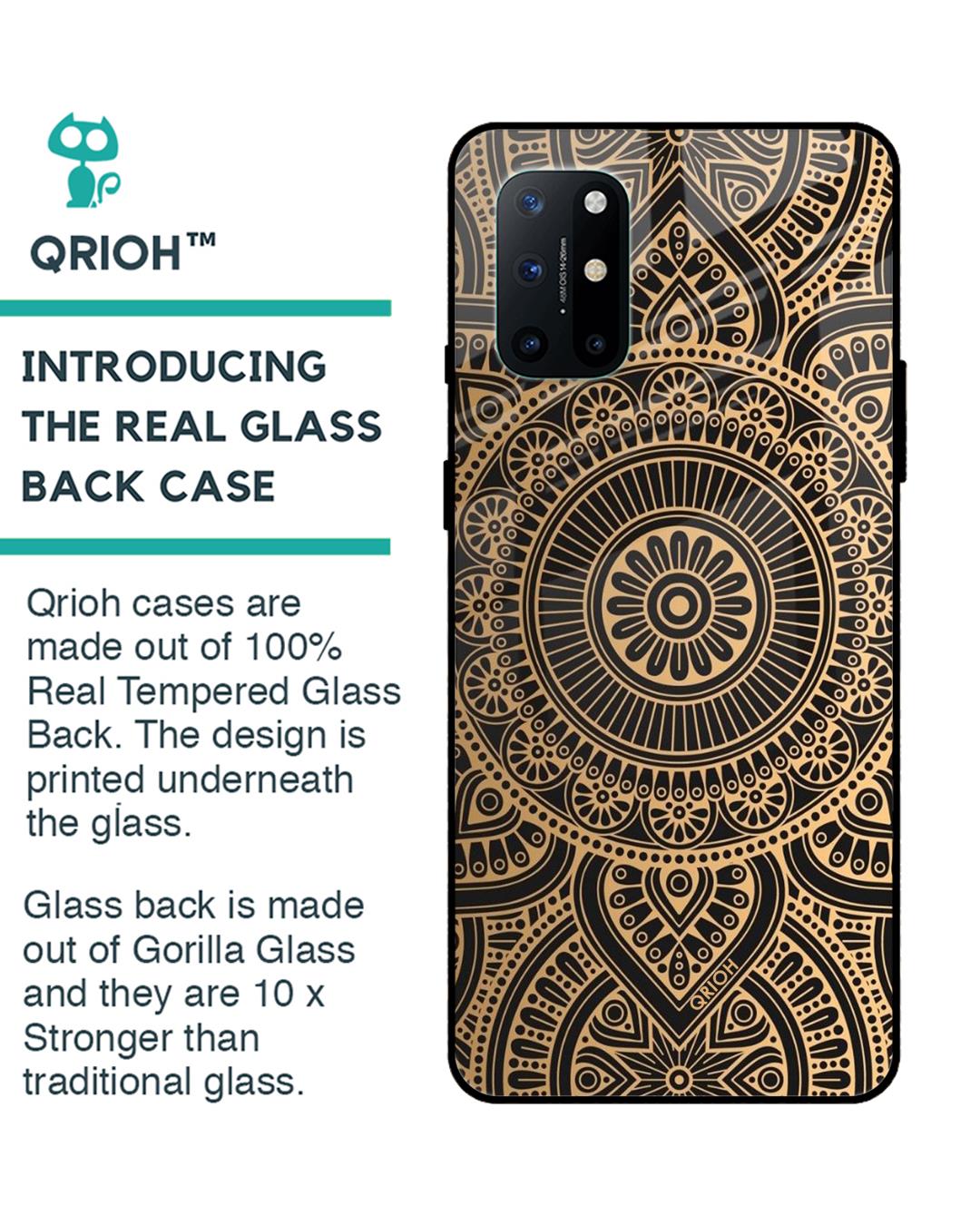 Shop Luxury Mandala Printed Premium Glass Cover For OnePlus 8T (Impact Resistant, Matte Finish)-Back