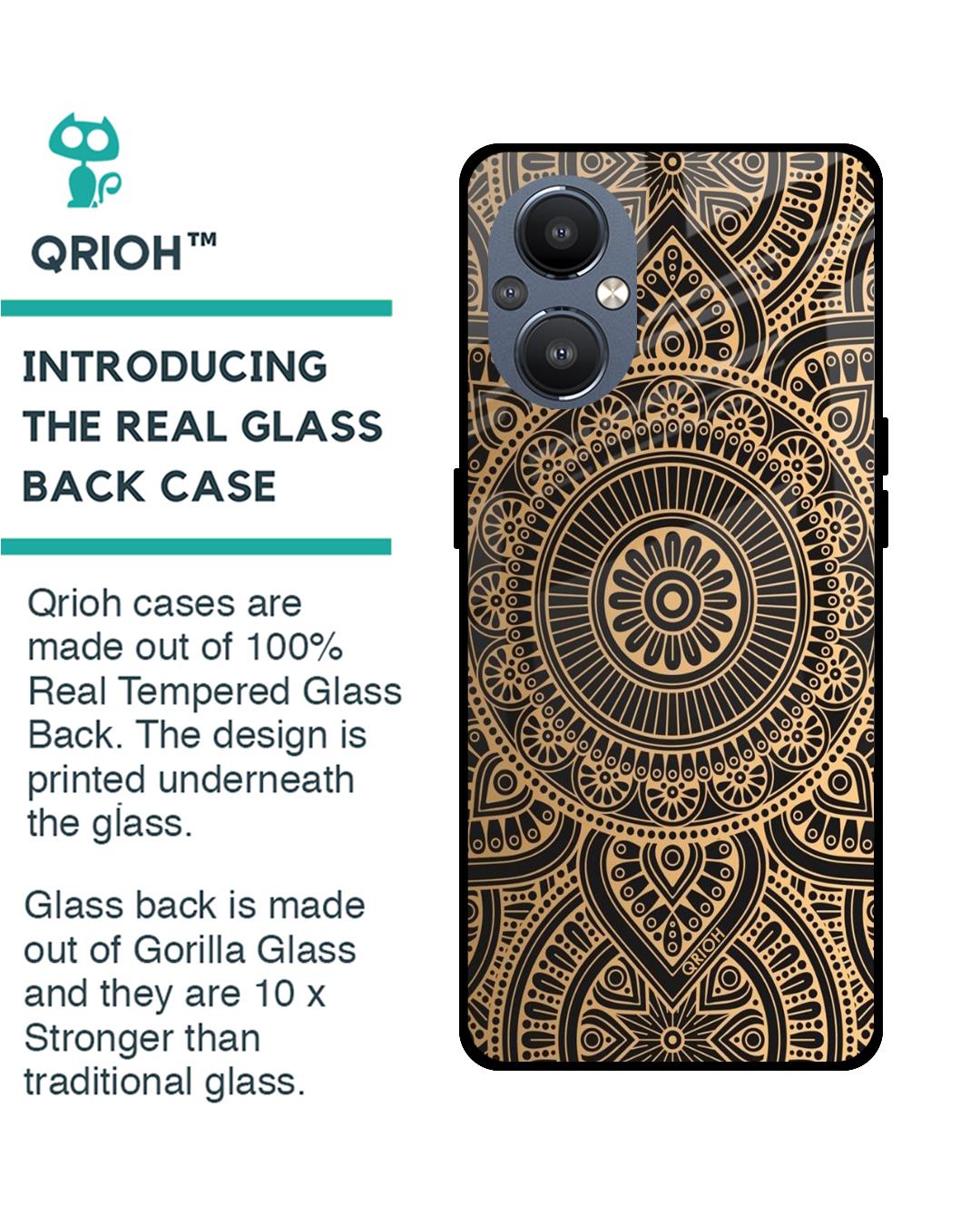 Shop Luxury Mandala Printed Premium Glass Cover For OnePlus Nord N20 5G (Impact Resistant, Matte Finish)-Back