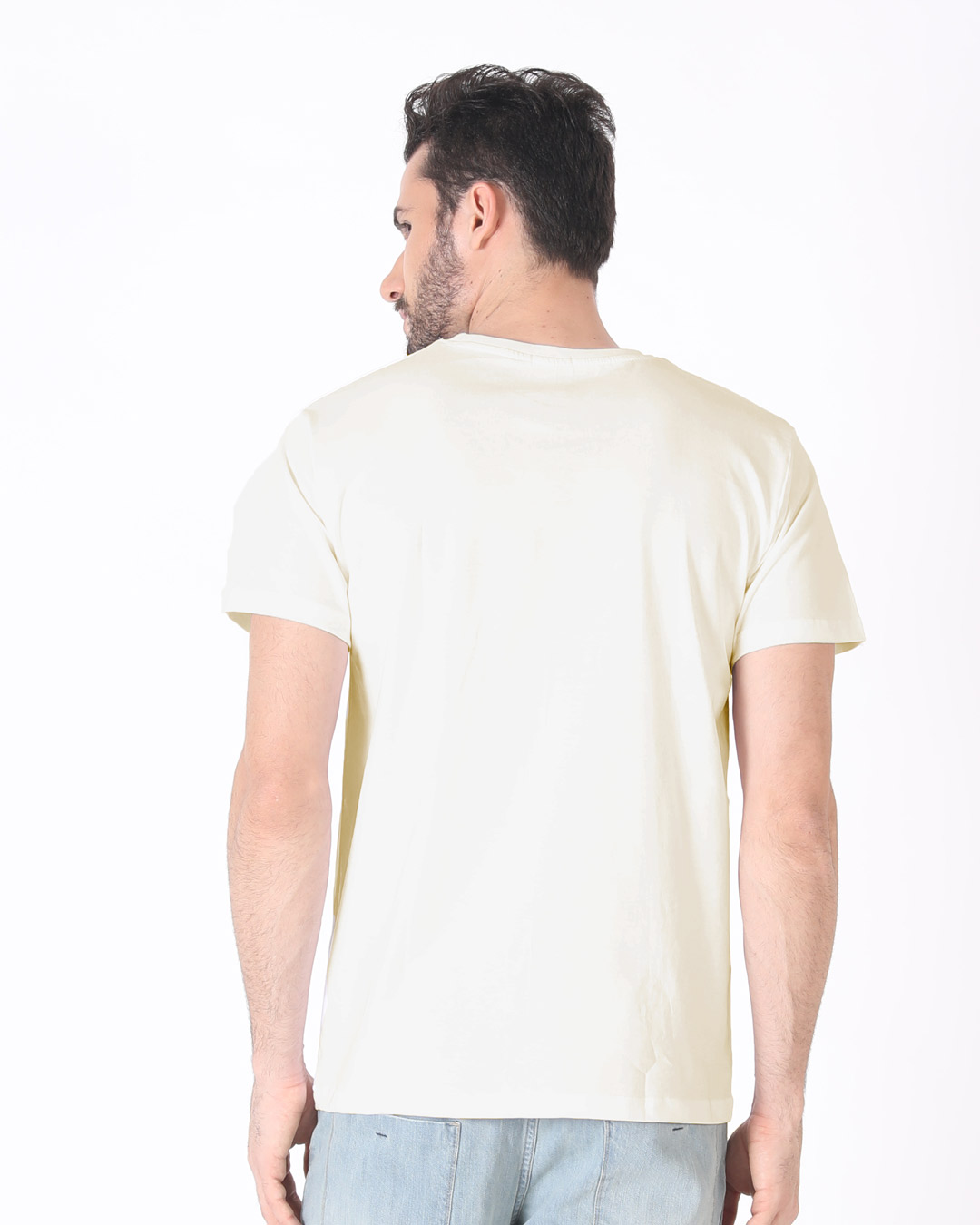 Shop M Star 28  Half Sleeve T-Shirt Off White (DL)-Back