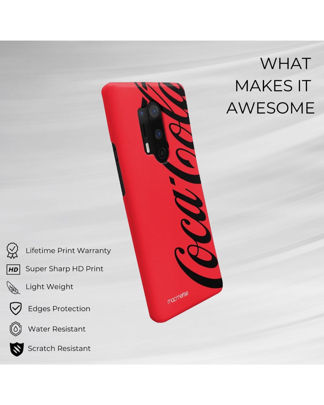 Shop Coke Red Black Sleek Case For Oneplus 8 Pro-Back