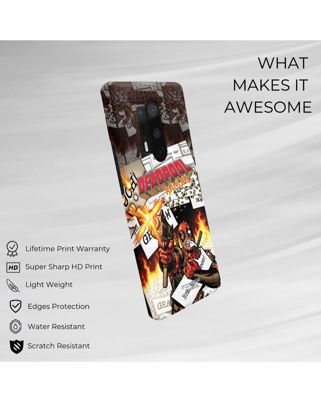 Shop Comic Deadpool Sleek Phone Case For Oneplus 8 Pro-Back
