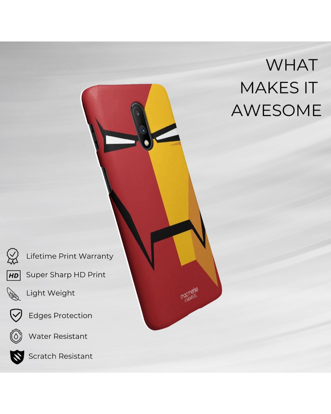 Shop Face Focus Ironman Sleek Phone Case For Oneplus 7-Back