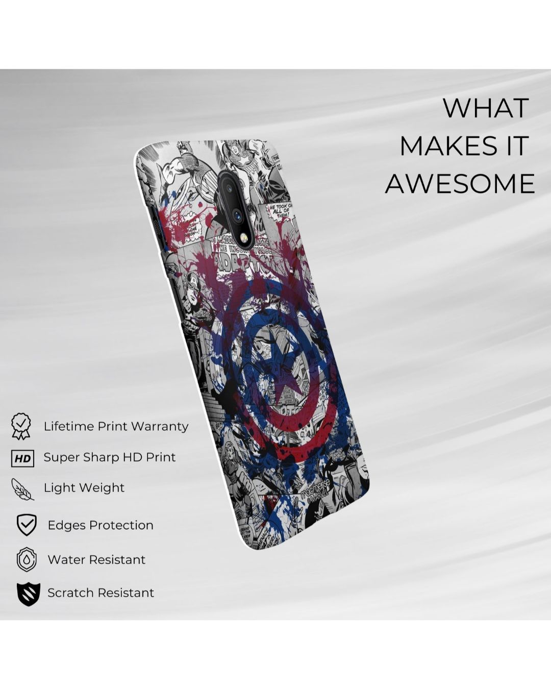 Shop Splash Out Captain America Shield Sleek Phone Case For Oneplus 7-Back