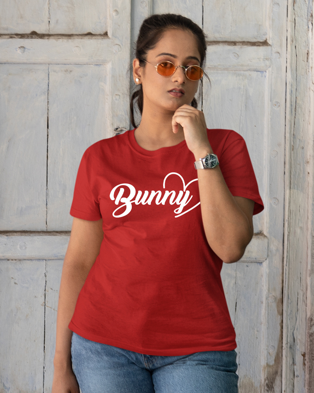 Shop Pack of 2 Unisex Red Hunny Bunny Couple  T-Shirt-Back