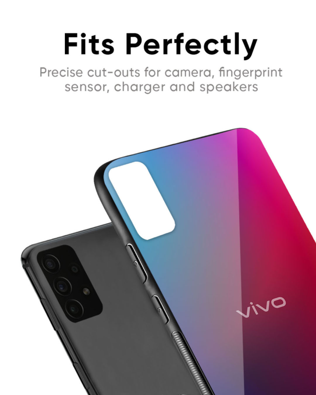 Shop Magical Color Shade Premium Glass Case for Vivo T2X 5G (Shock Proof, Scratch Resistant)-Back