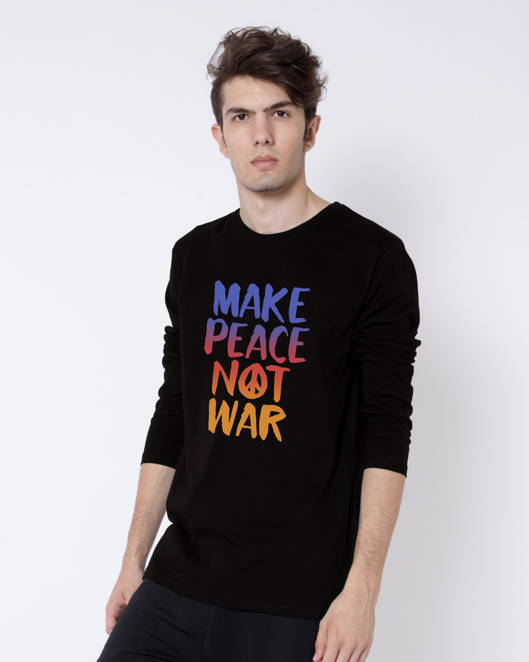 Shop Make Peace Colorful Full Sleeve T-Shirt-Back