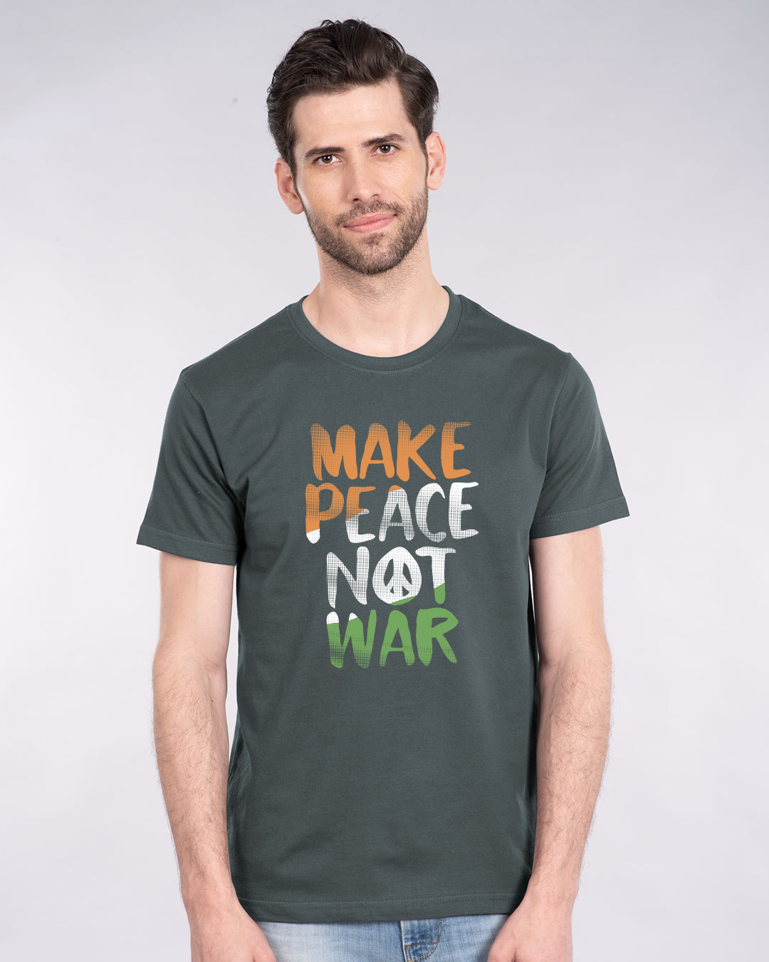 Shop Make Peace Tricolor Half Sleeve T-Shirt-Back