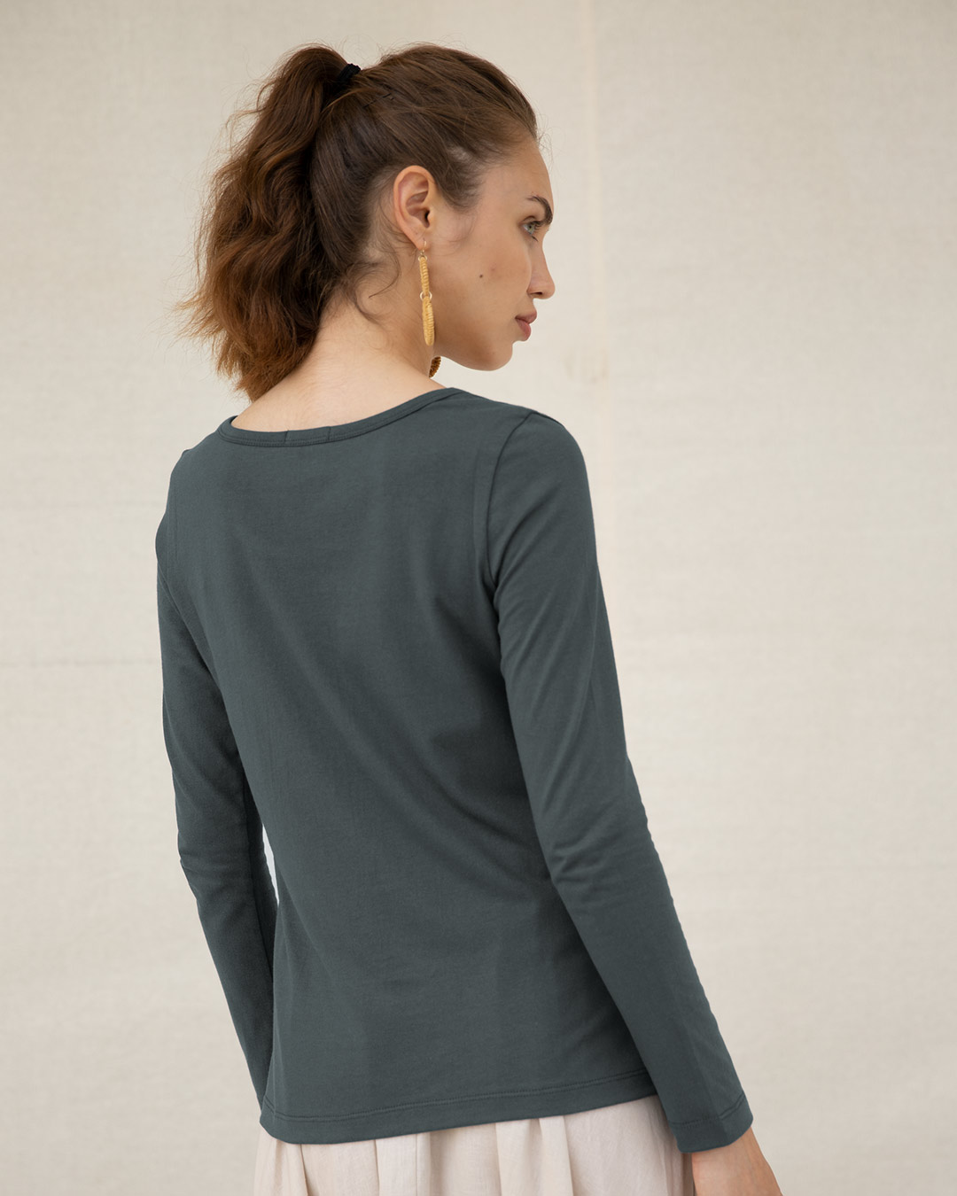 Shop Make Peace Tricolor Scoop Neck Full Sleeve T-Shirt-Back