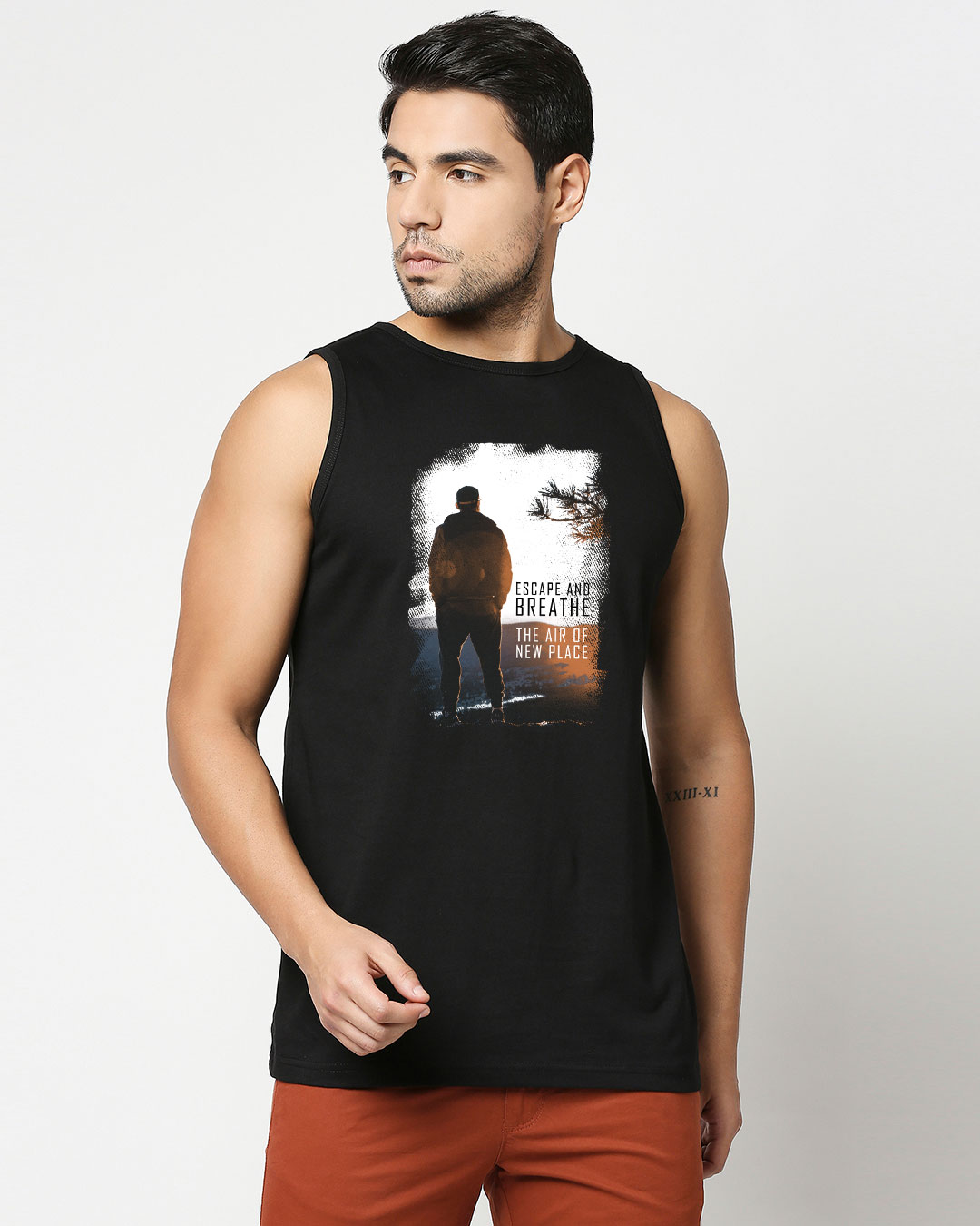 Shop Men's Black Make Tracks Graphic Printed Vest-Back