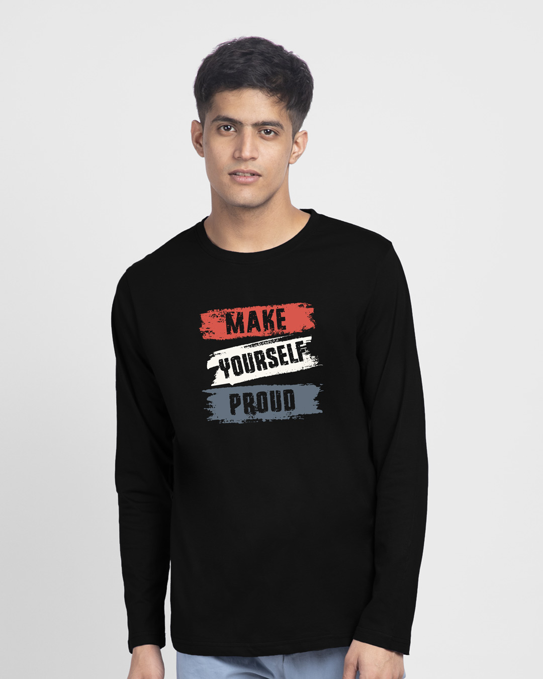Shop Make Yourself Proud Full Sleeve T-Shirt Black-Back