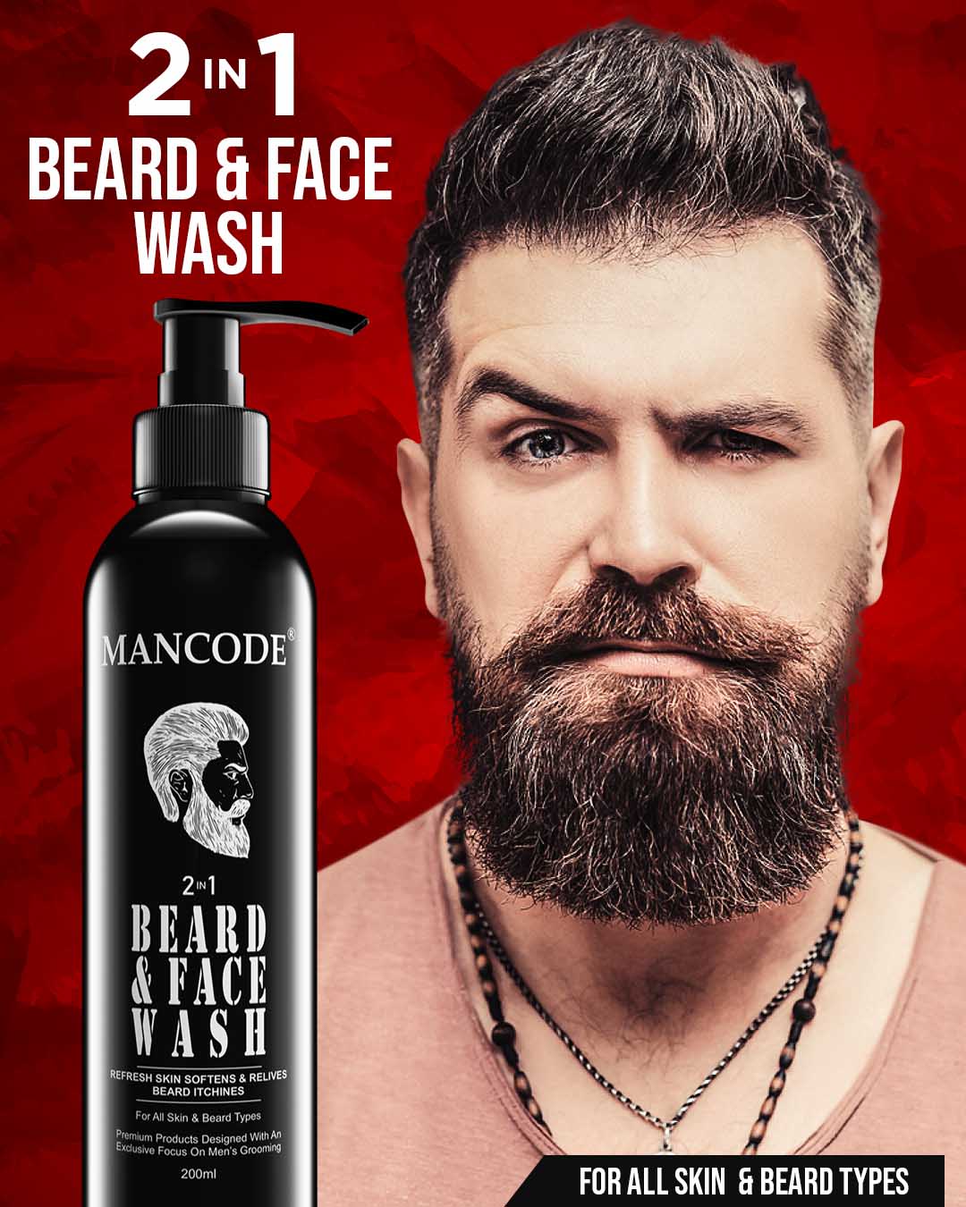Shop2 In 1 Beard & Face Wash 200ml-Design