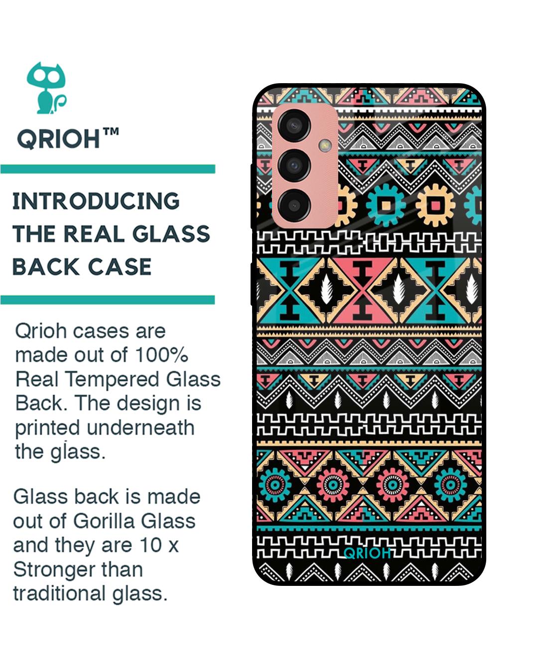 Shop Mandala Pattern Printed Premium Glass Cover for Samsung Galaxy M13 (Shock Proof, Scratch Resistant)-Back