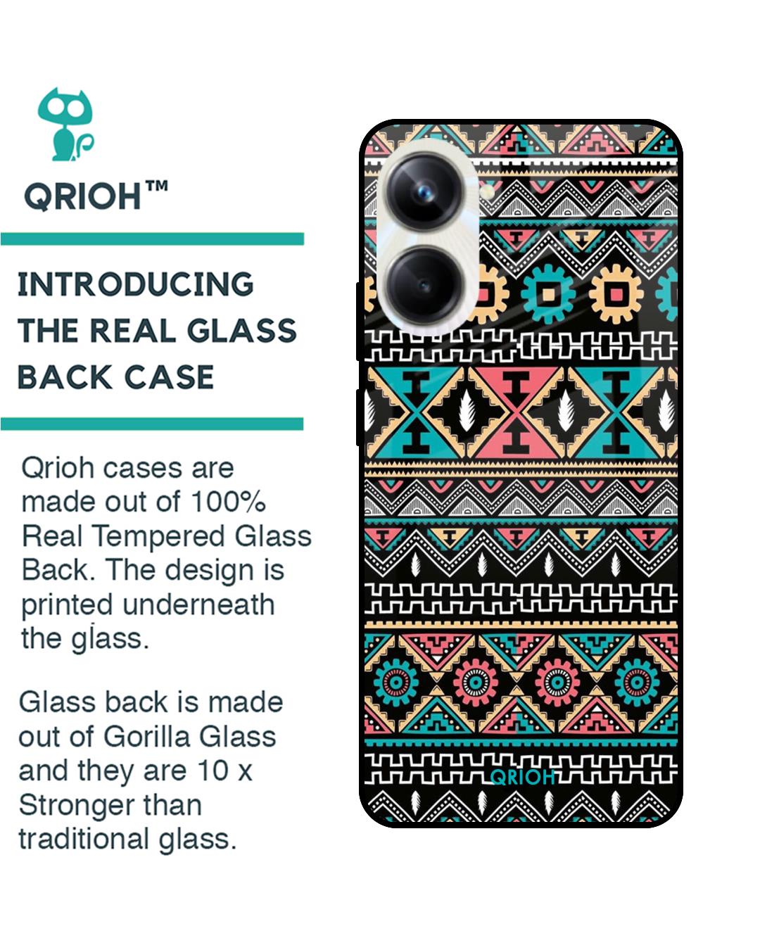 Shop Mandala Pattern Printed Premium Glass Case for Realme 10 Pro 5G (Shock Proof,Scratch Resistant)-Back
