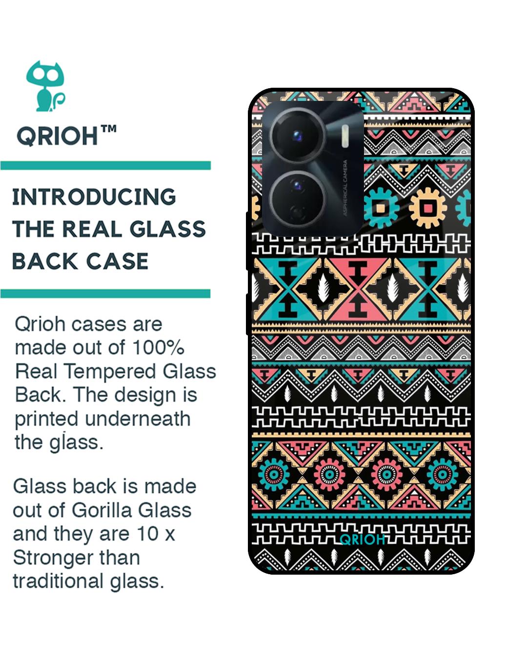 Shop Mandala Pattern Printed Premium Glass Case for Vivo Y16 (Shock Proof,Scratch Resistant)-Back