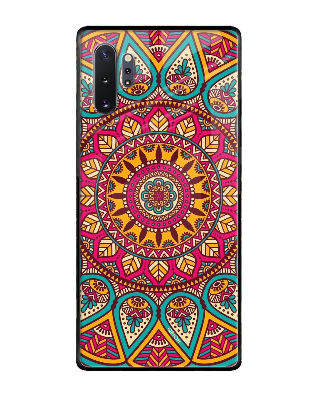 Shop Mandala Printed Premium Glass Cover For Samsung Galaxy Note 10 Plus (Impact Resistant)-Back