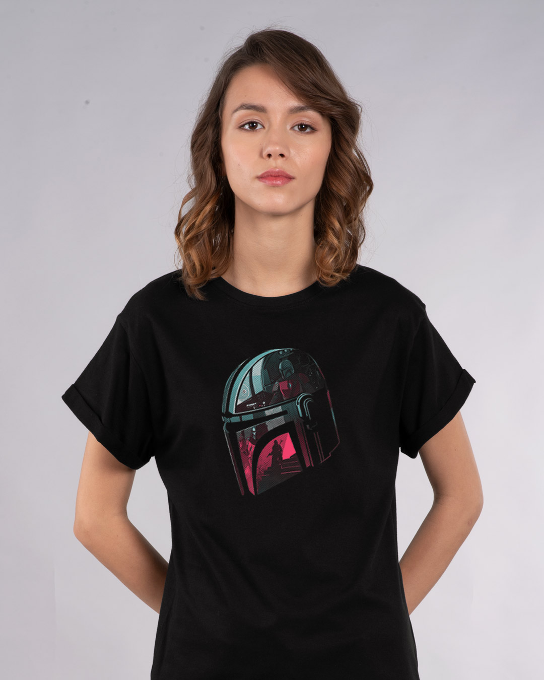 Mandalorian Helmet Boyfriend T-Shirt (SWL)