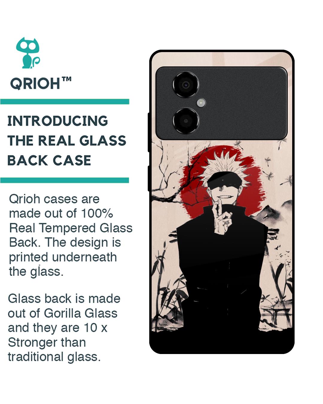 Shop Manga Series Premium Glass Case for Poco M4 5G (Shock Proof,Scratch Resistant)-Back