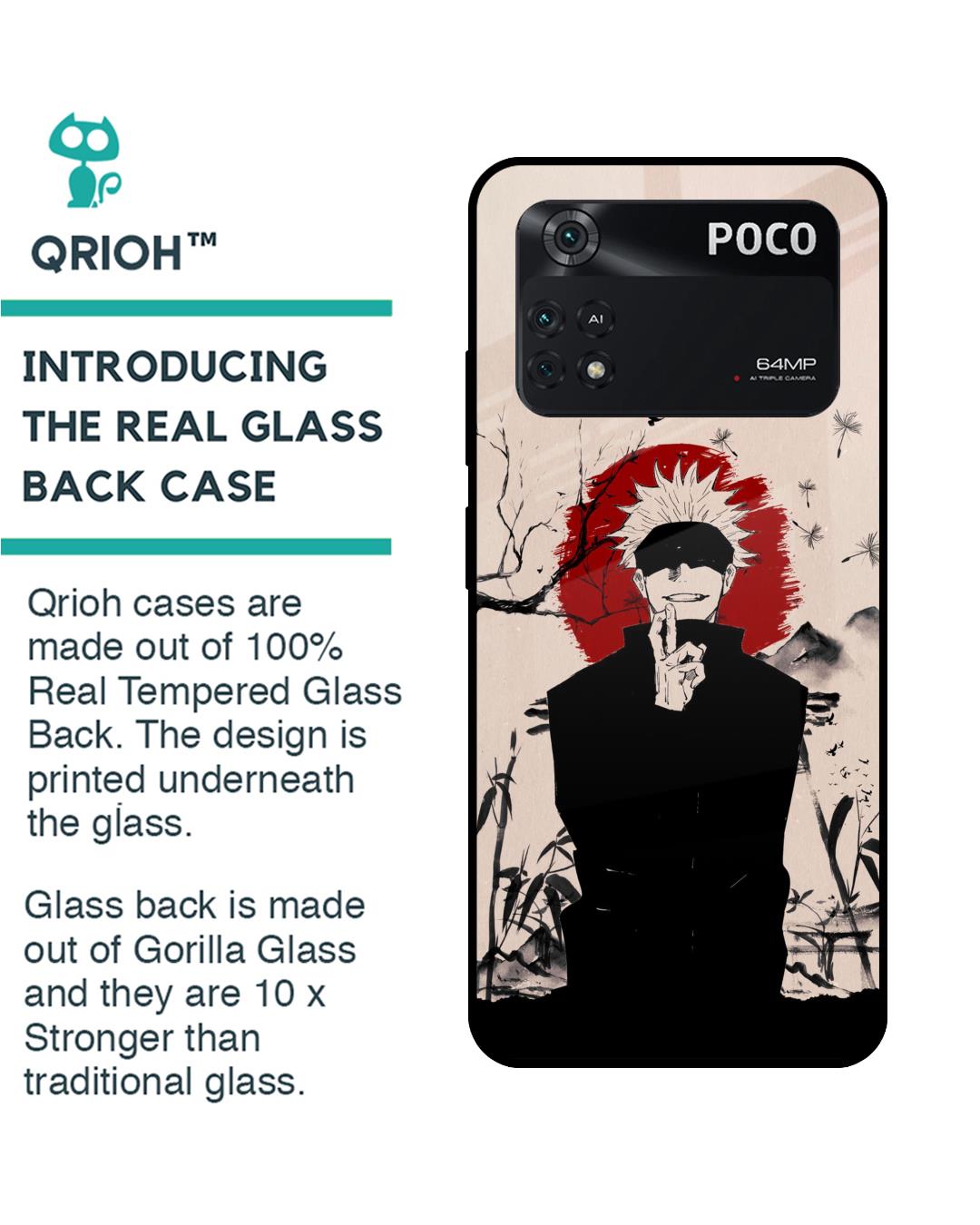 Shop Manga Series Premium Glass Case for Poco M4 Pro(Shock Proof, Scratch Resistant)-Back