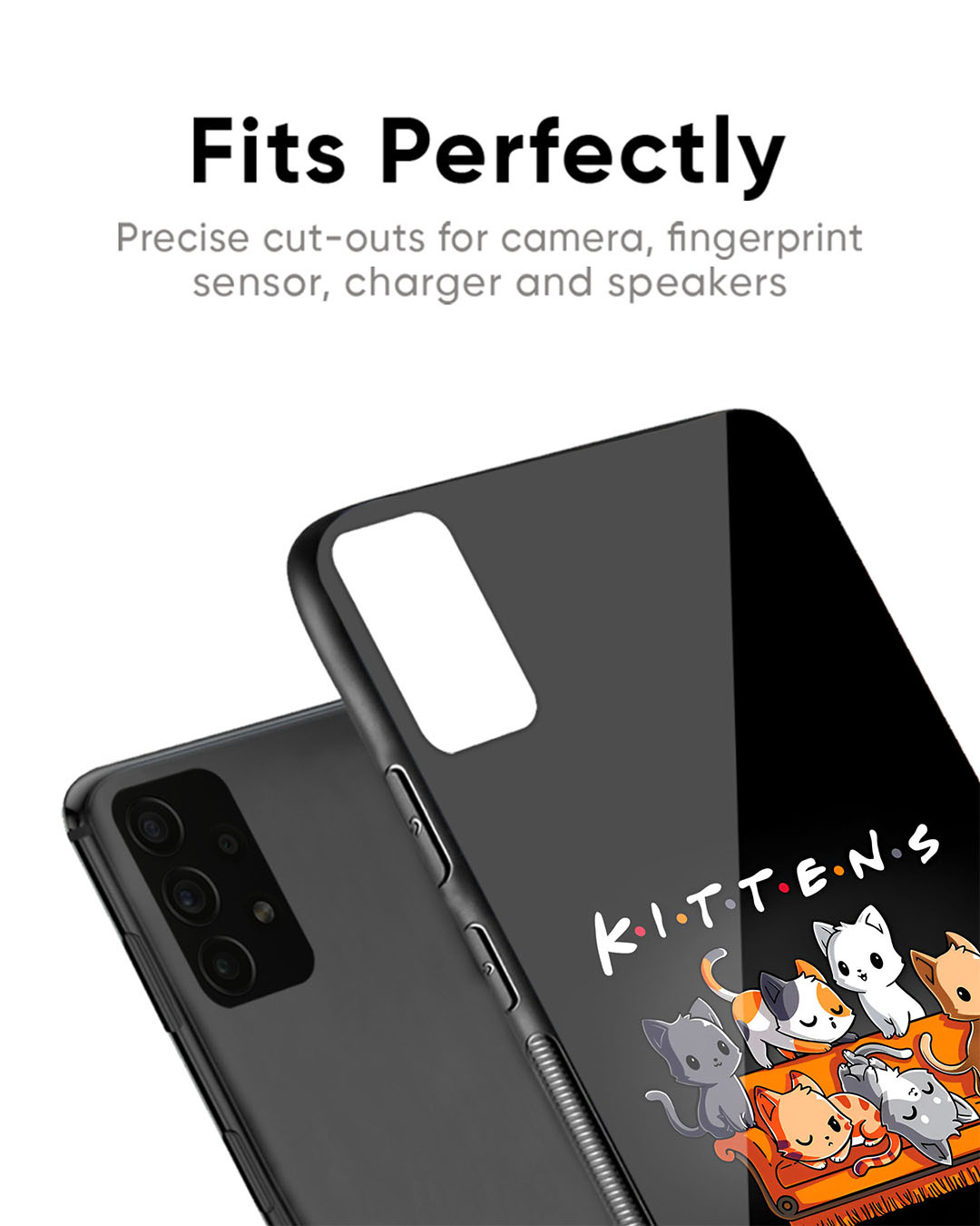 Shop Many Kittens Premium Glass Case for Vivo T3X 5G(Shock Proof, Scratch Resistant)-Back