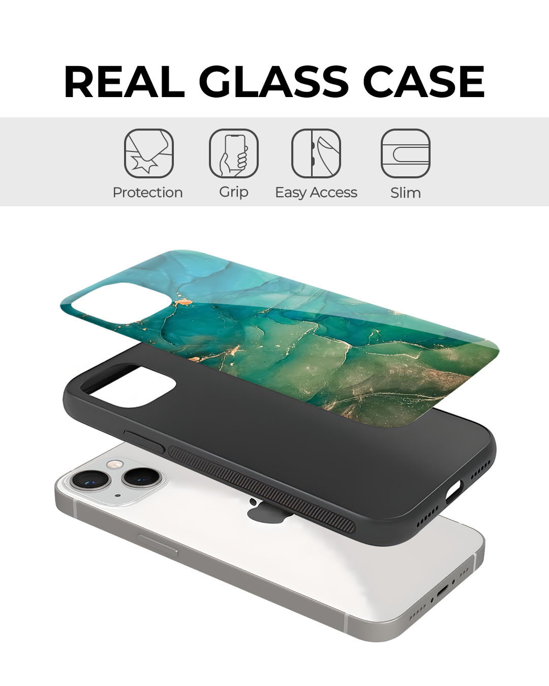 Shop Marble 1 Premium Glass Cover for Apple iPhone 13-Back