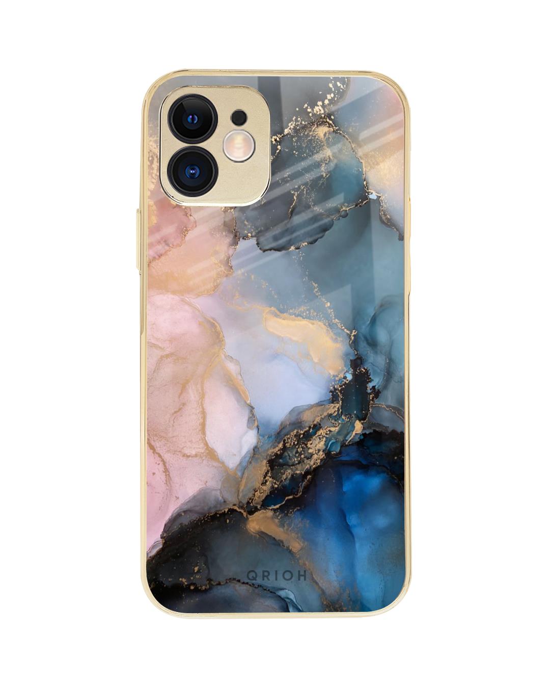 Shop Marble Ink Abstract Metallic Gold Premium Glass Case for Apple iPhone 12-Back