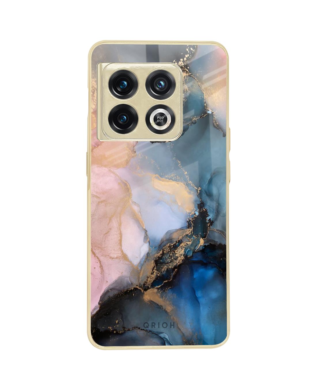 Shop Marble Ink Abstract Metallic Gold Premium Glass Case for OnePlus 10 Pro-Back