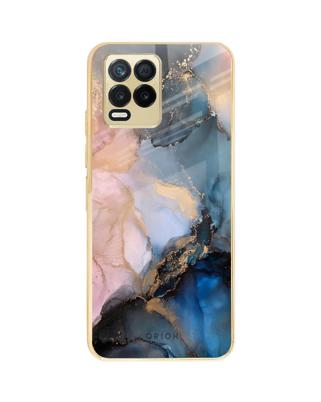 Shop Marble Ink Abstract Metallic Gold Premium Glass Case for Realme 8-Back