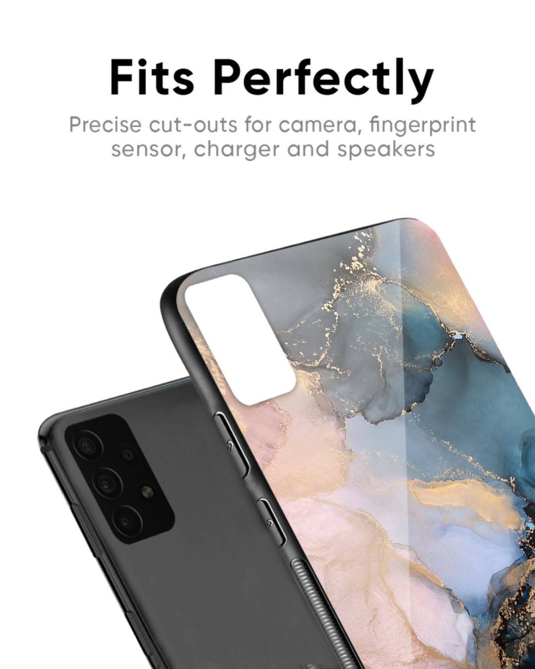 Shop Marble Ink Abstract Premium Glass Case for OnePlus 8 (Shock Proof, Scratch Resistant)-Back