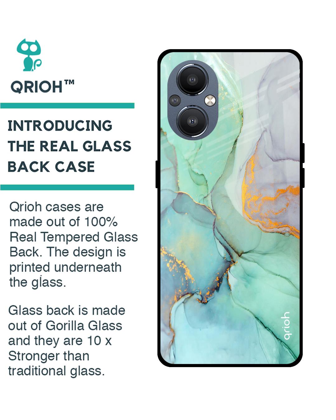 Shop Marble Printed Premium Glass Cover For OnePlus Nord N20 (Shockproof, Light Weight)-Back