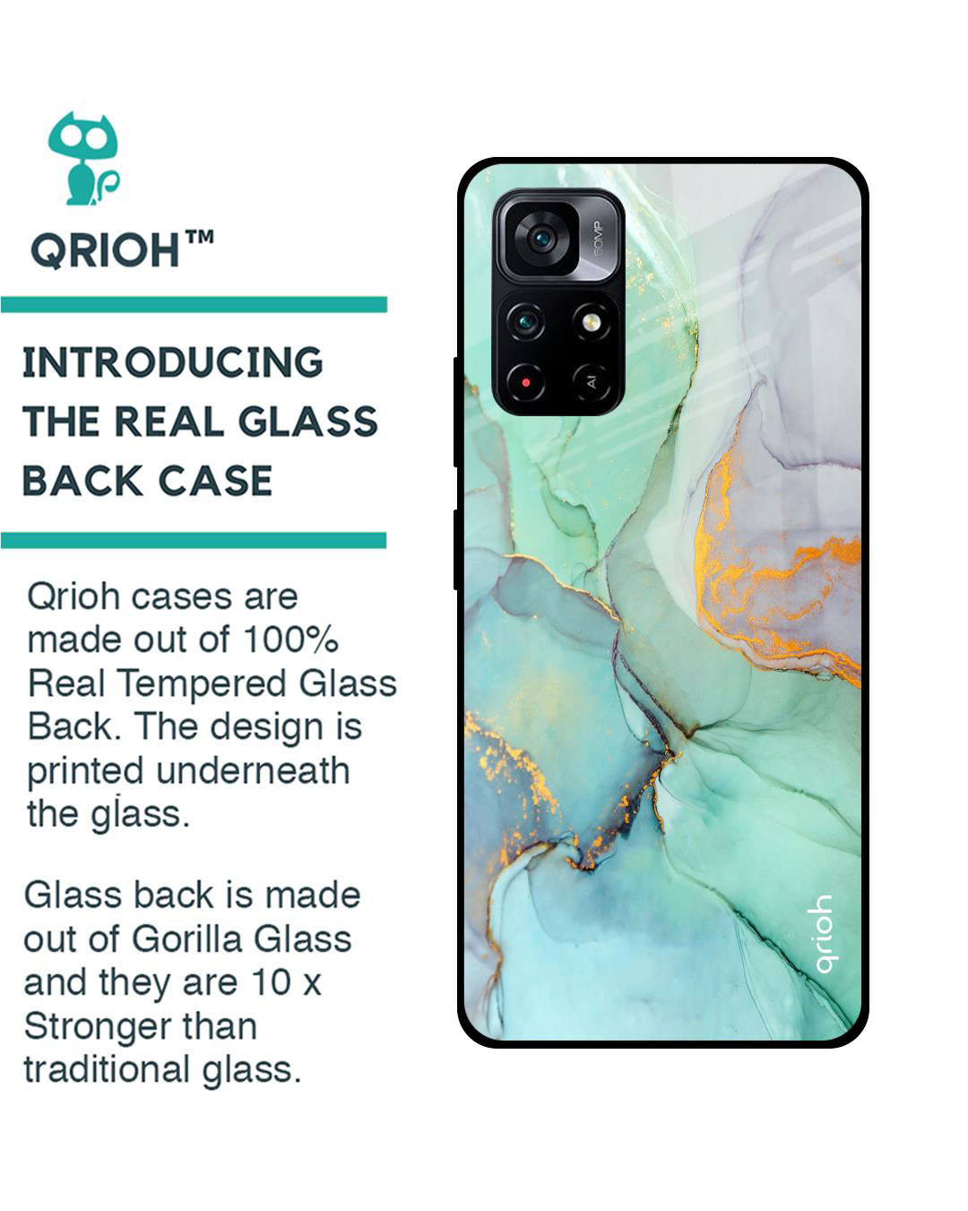 Shop Marble Printed Premium Glass Cover for Poco M4 Pro 5G (Shock Proof, Lightweight)-Back