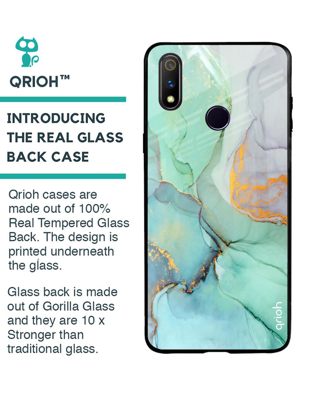 Shop Marble Printed Premium Glass Cover for Realme 3 Pro (Shock Proof, Lightweight)-Back