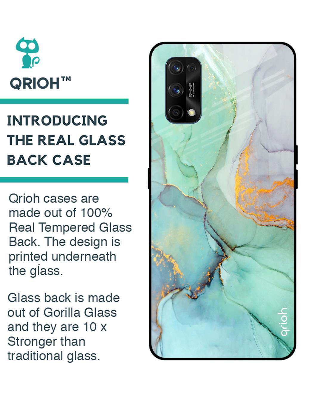 Shop Marble Printed Premium Glass Cover for Realme 7 Pro (Shock Proof, Lightweight)-Back