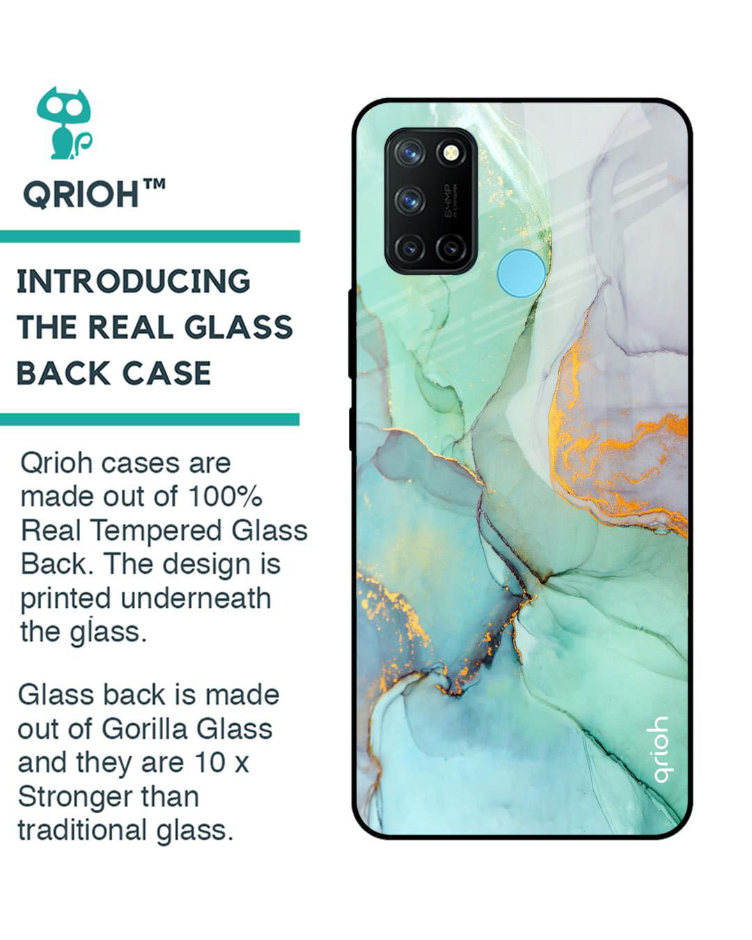 Shop Marble Printed Premium Glass Cover for Realme 7i (Shock Proof, Lightweight)-Back