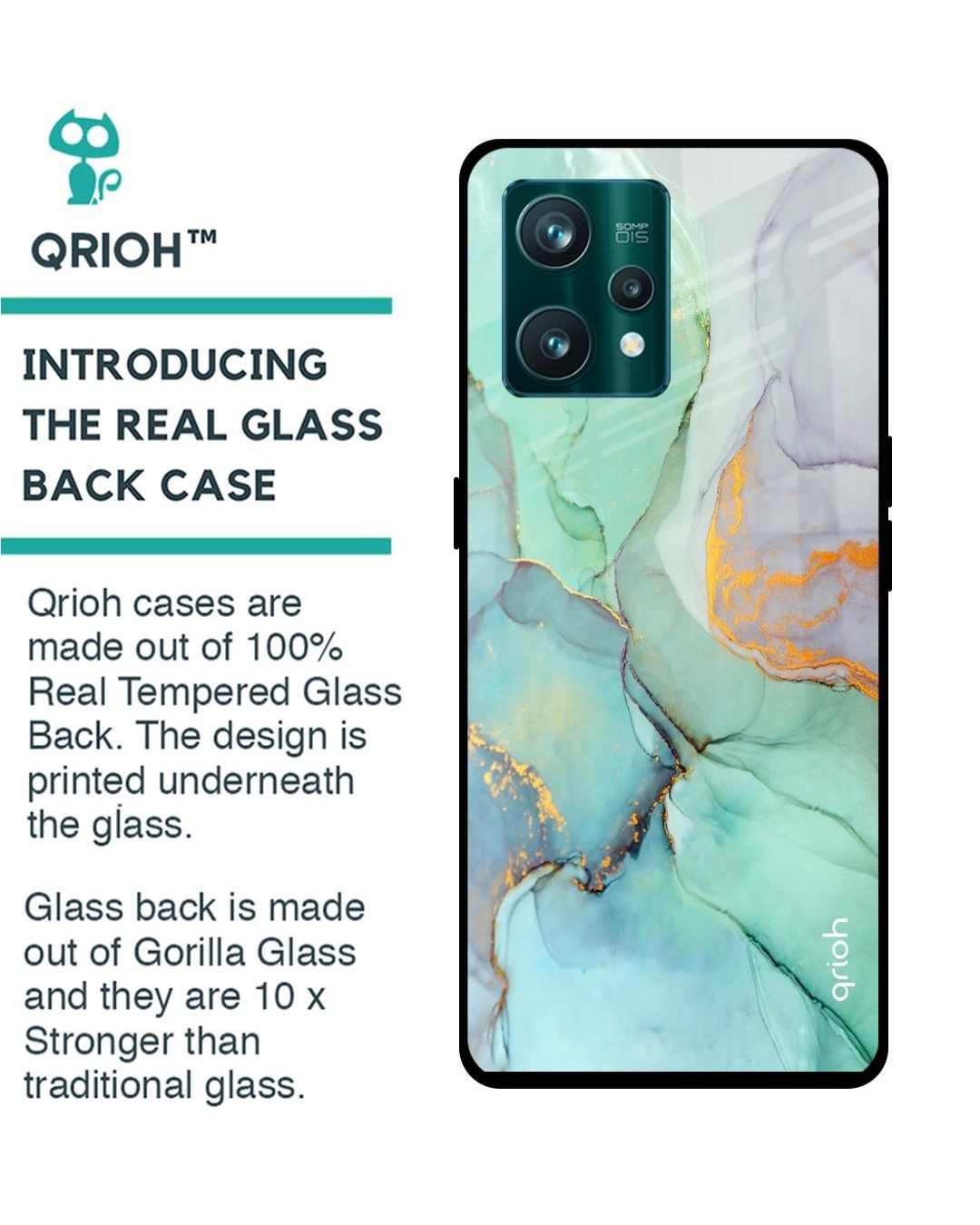 Shop Marble Printed Premium Glass Cover For Realme 9 Pro 5G (Shockproof, Light Weight)-Back