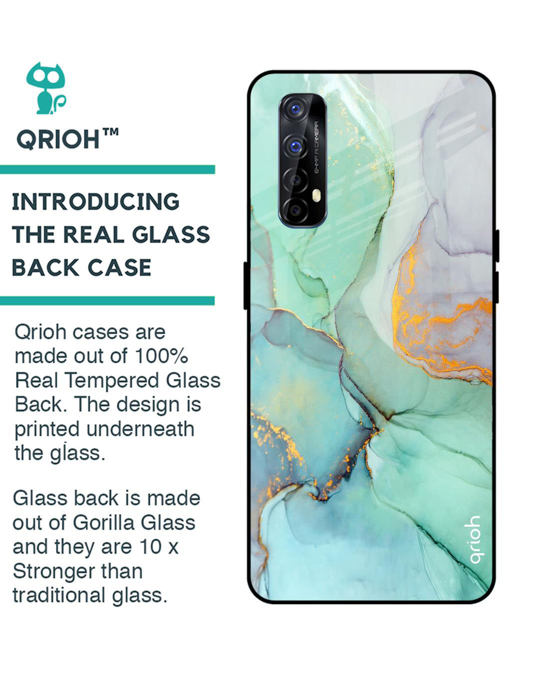 Shop Marble Printed Premium Glass Cover for Realme Narzo 20 Pro (Shock Proof, Lightweight)-Back