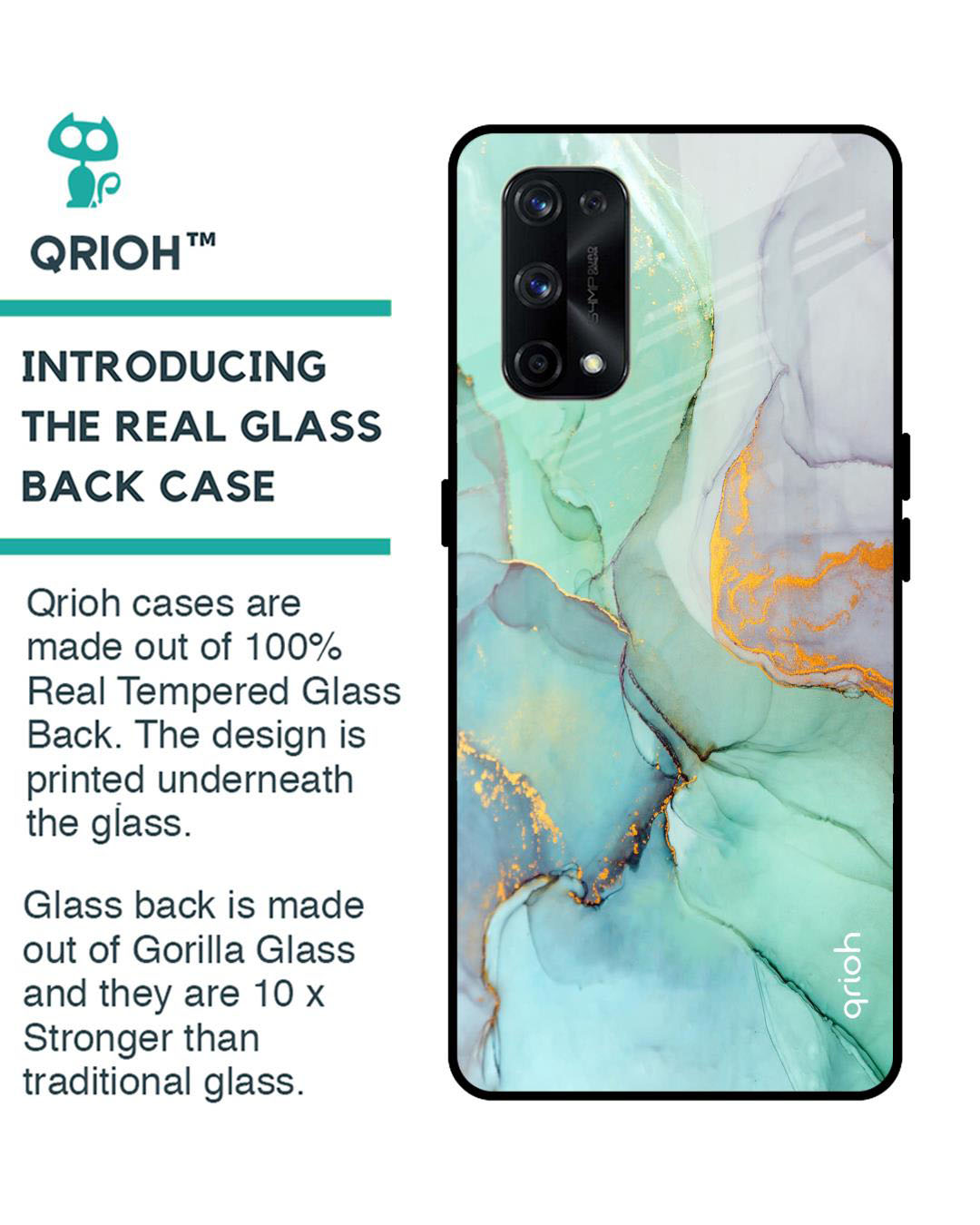 Shop Marble Printed Premium Glass Cover for Realme X7 Pro (Shock Proof, Lightweight)-Back