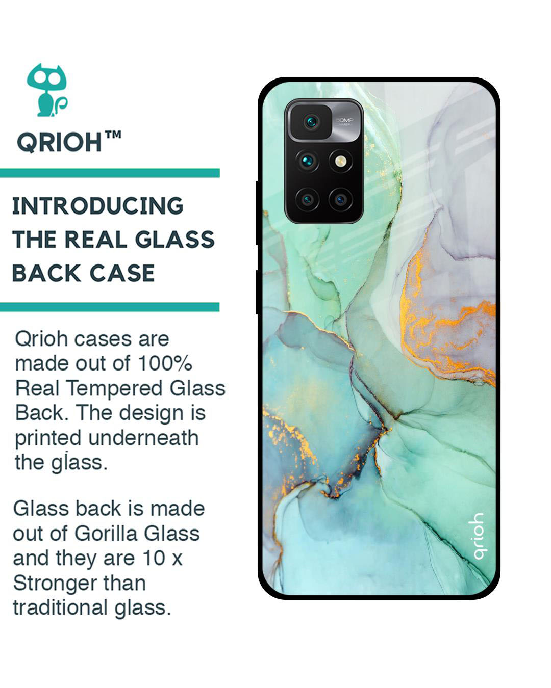 Shop Marble Printed Premium Glass Cover for Redmi 10 Prime (Shock Proof, Lightweight)-Back