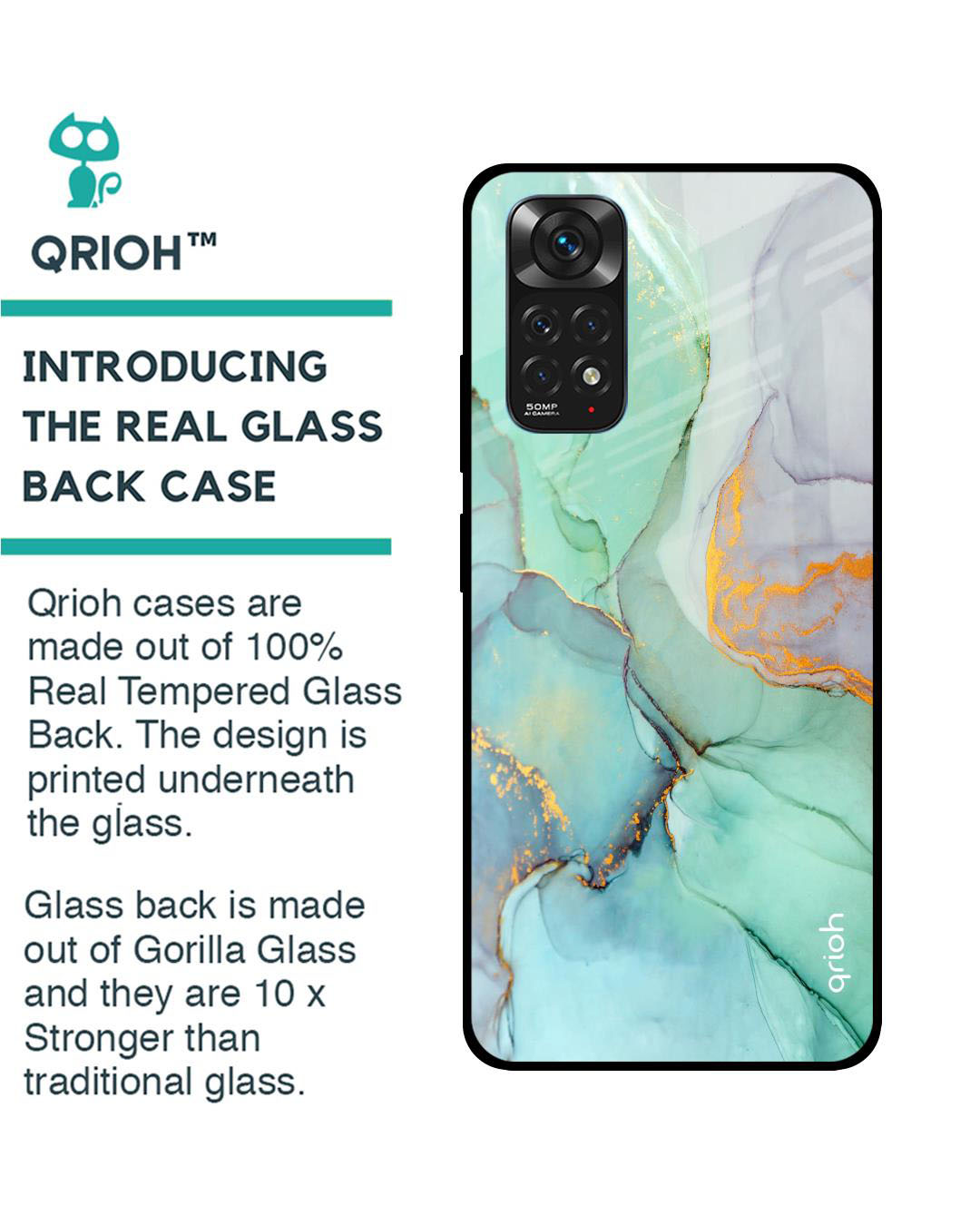 Shop Marble Printed Premium Glass Cover for Redmi Note 11S (Shock Proof, Lightweight)-Back