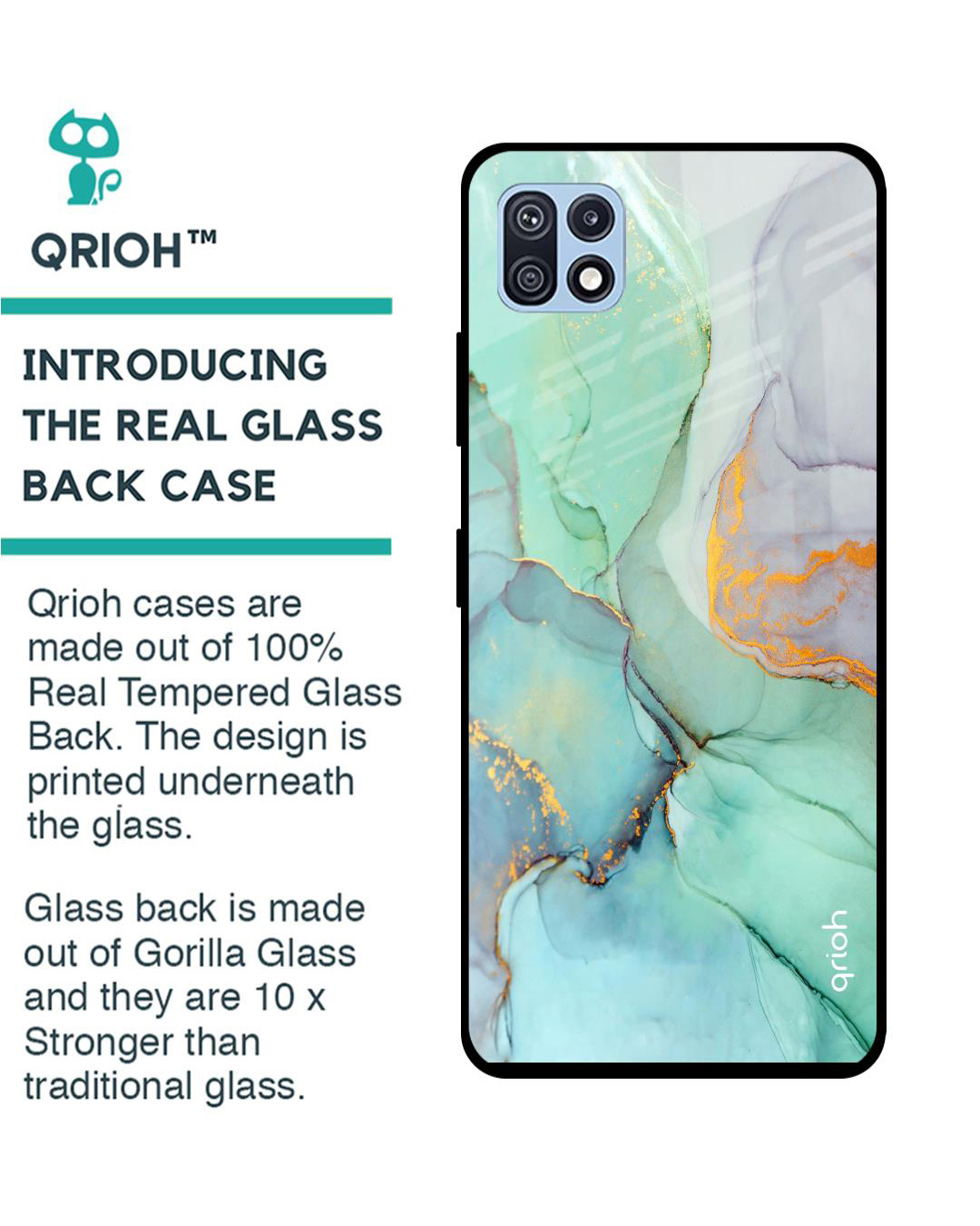 Shop Marble Printed Premium Glass Cover for Samsung Galaxy F42 5G (Shock Proof, Light Weight)-Back