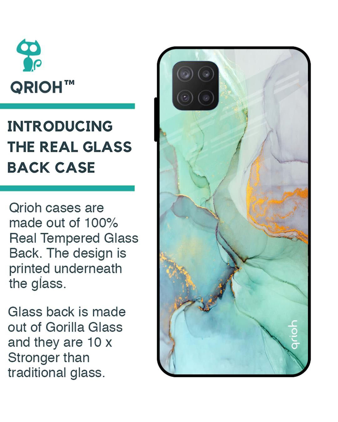 Shop Marble Printed Premium Glass Cover for Samsung Galaxy M12 (Shock Proof, Light Weight)-Back