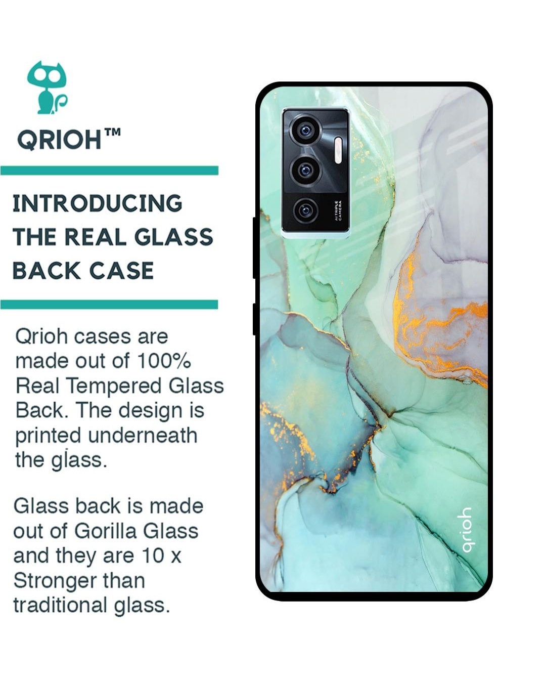 Shop Marble Printed Premium Glass Cover for Vivo V23e 5G (Shockproof, Light Weight)-Back