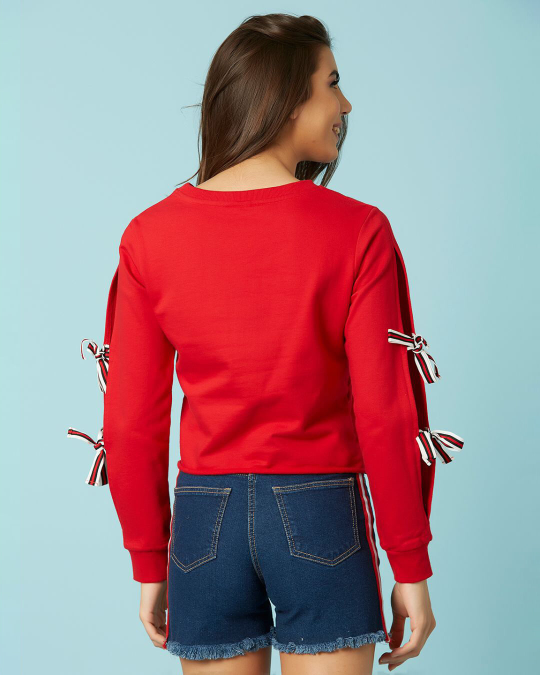 Shop Crop Sweatshirt With Tie Ups-Back