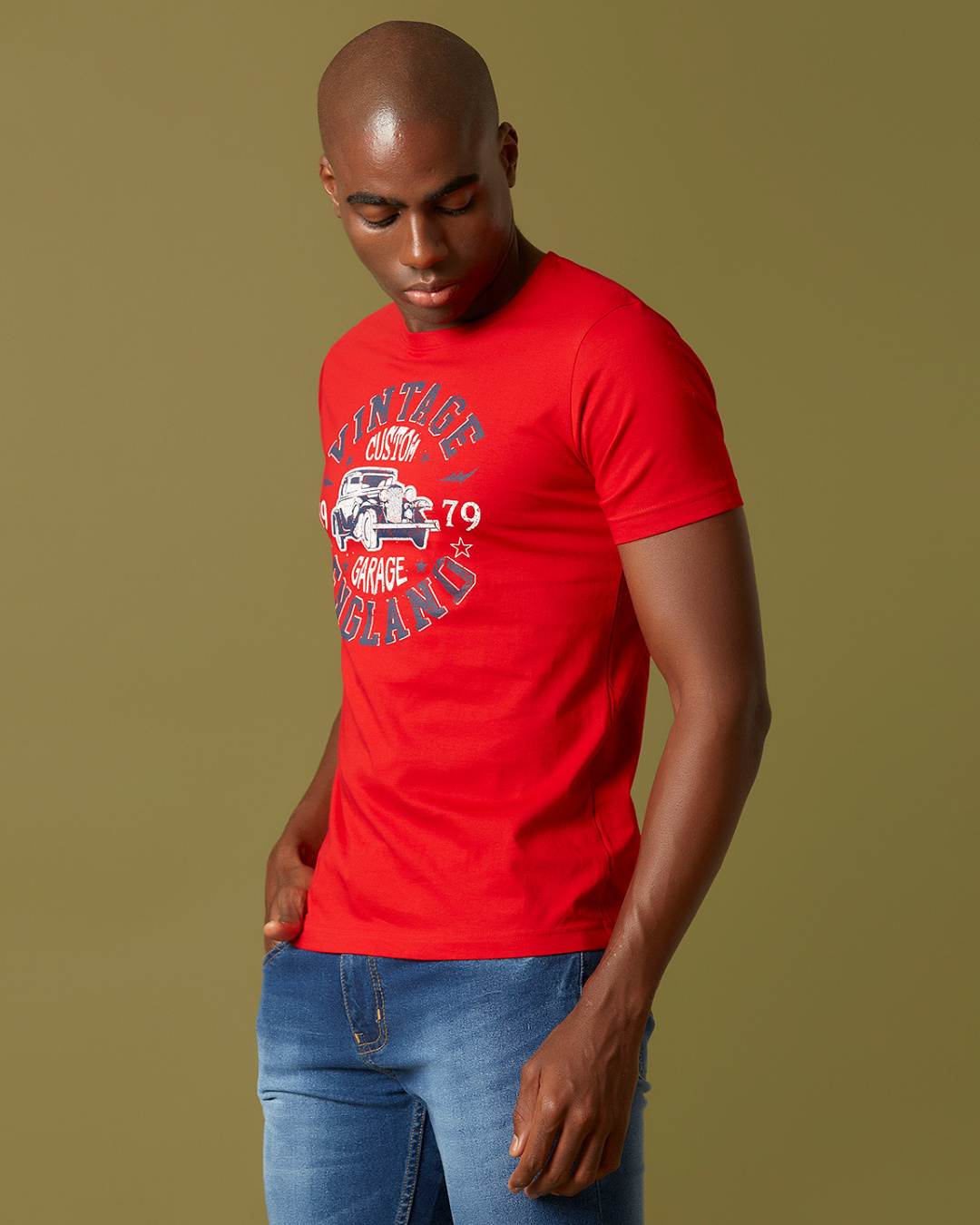 Shop Men's Red Graphic Chest Print T-shirt-Back