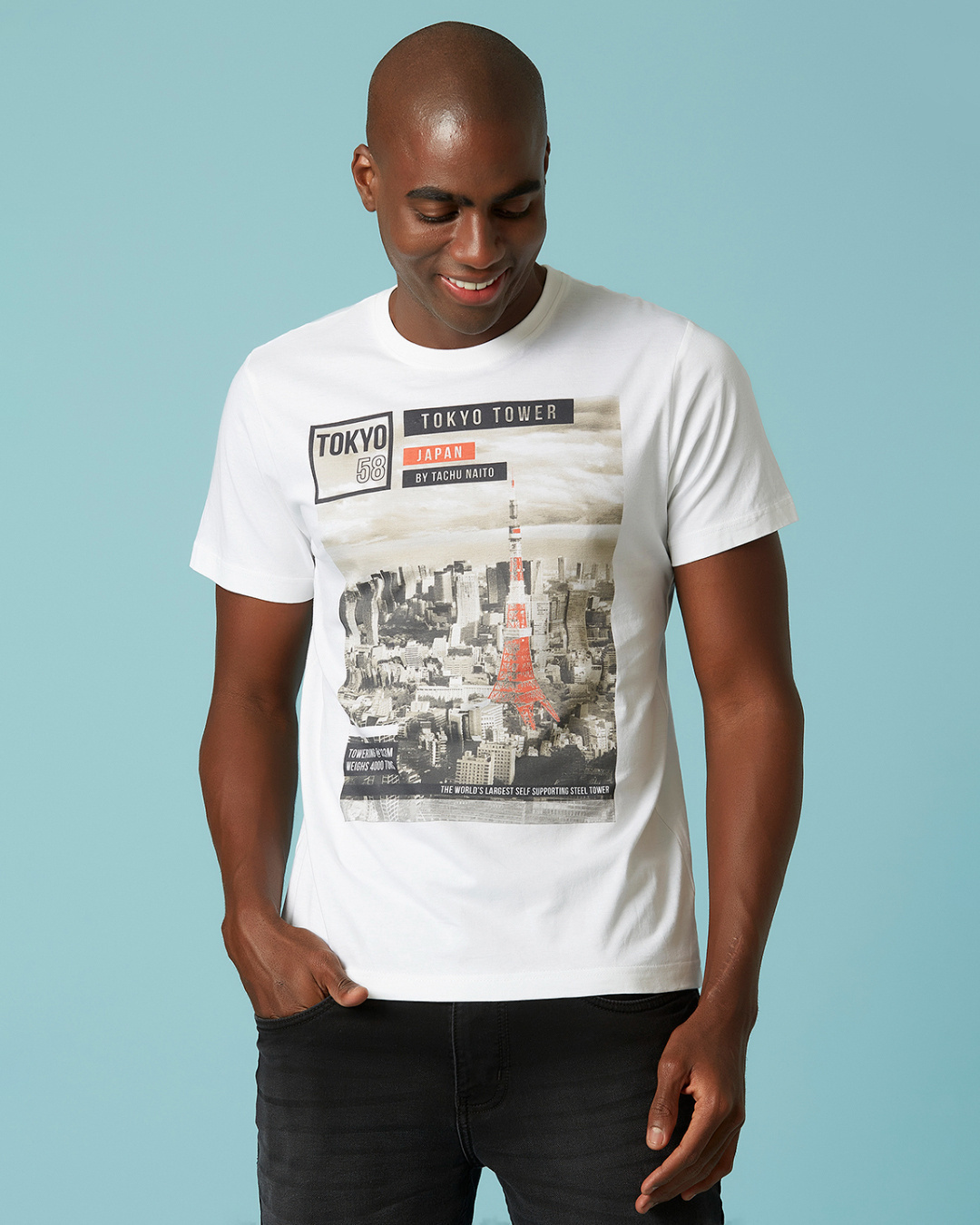 Buy Marca Disati Men White Tokyo Chest Print T Shirt For Men White Online At Bewakoof 